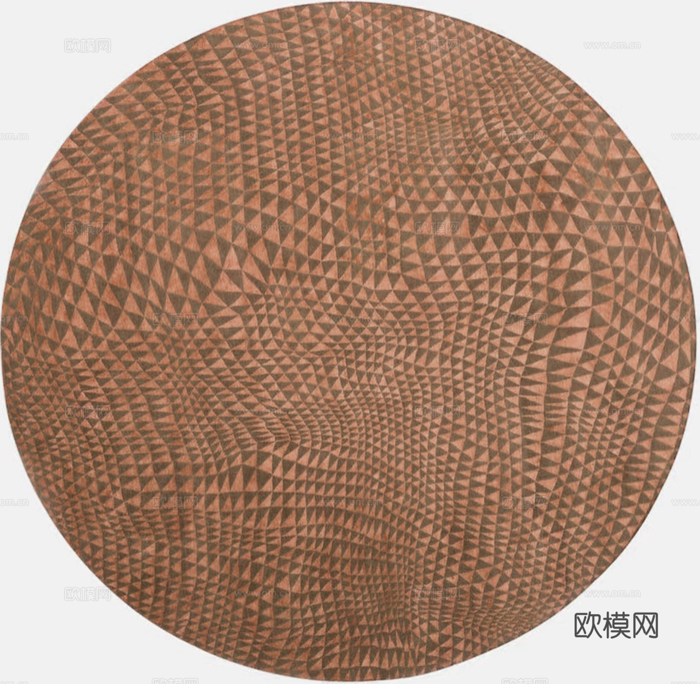 棕色圆形三角几何地毯