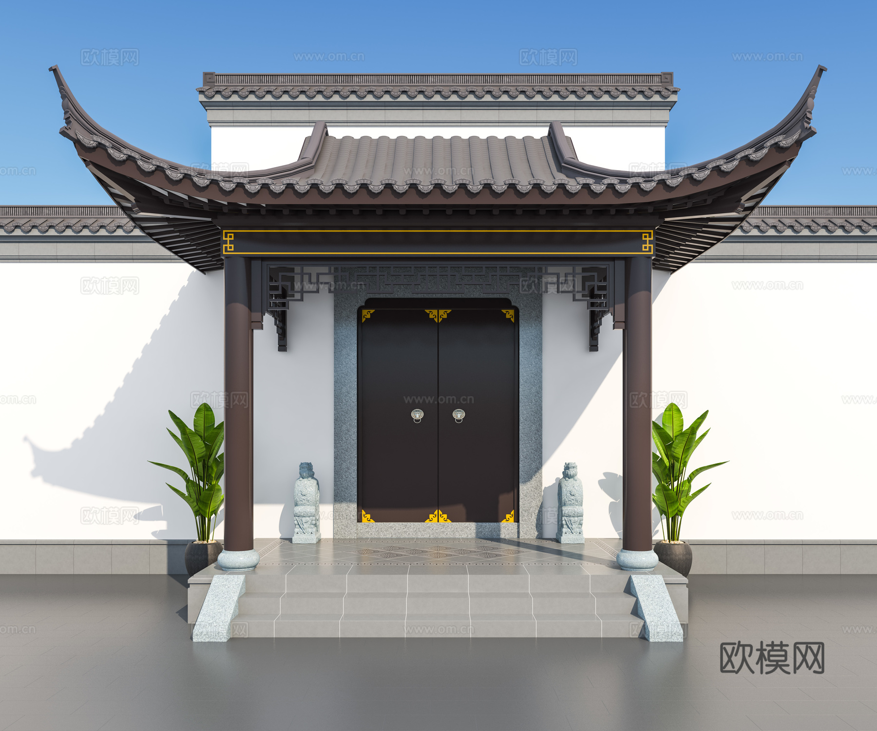 大门 别墅大门 庭院门su模型
