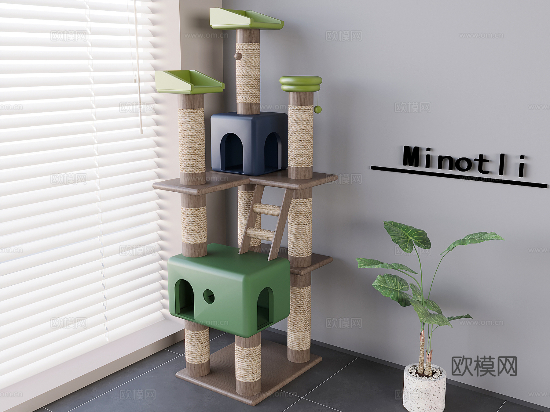猫爬架猫窝猫跳台 猫别墅猫房猫树3d模型
