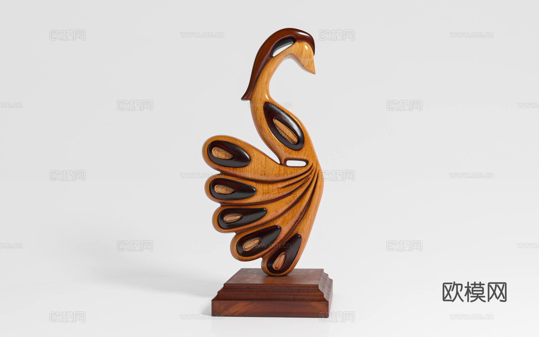 孔雀雕塑抽象雕刻 木雕雕刻 雕塑摆件 动物雕塑 文物物品 展3d模型