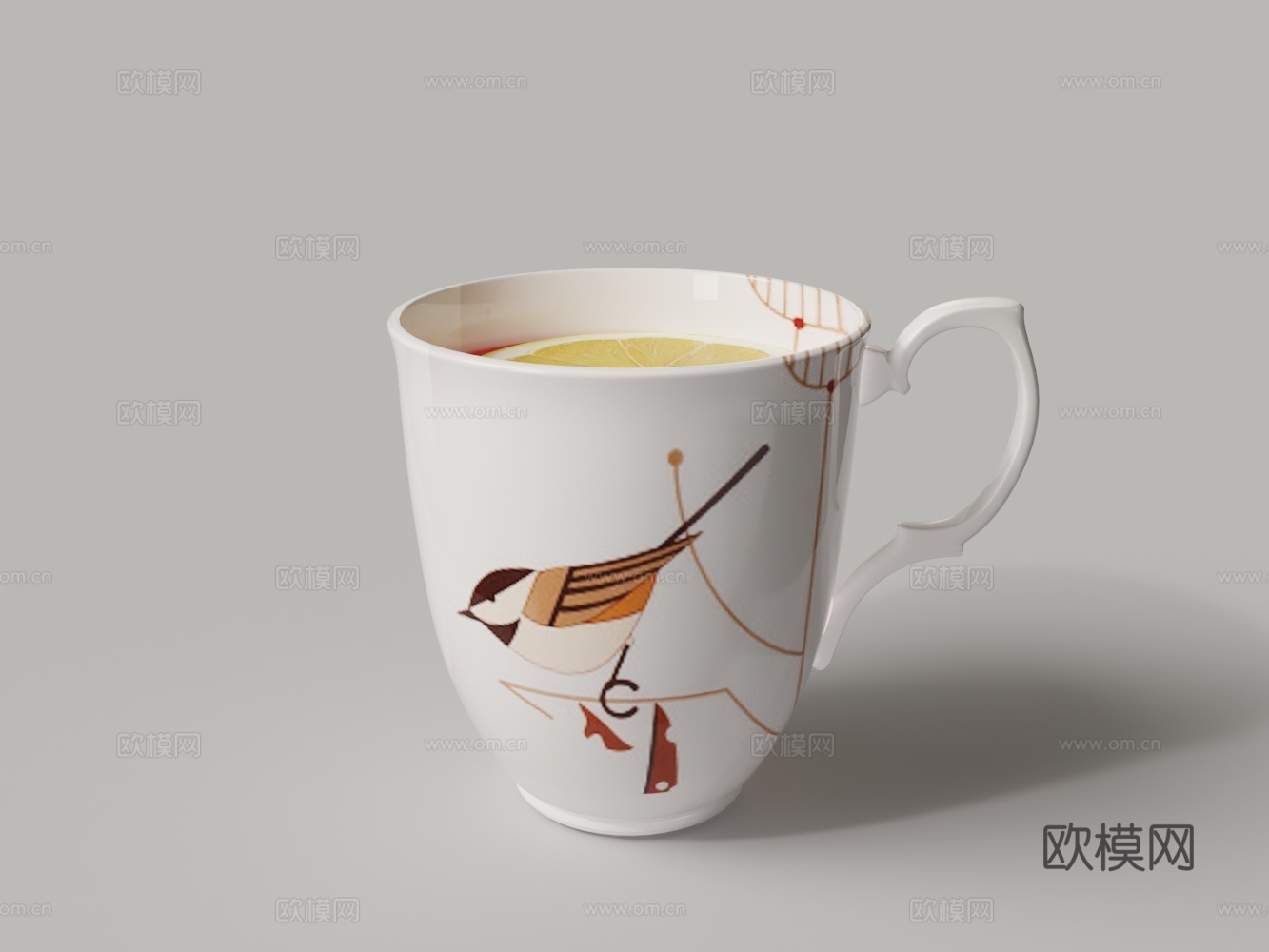 现在白色瓷器咖啡杯3d模型