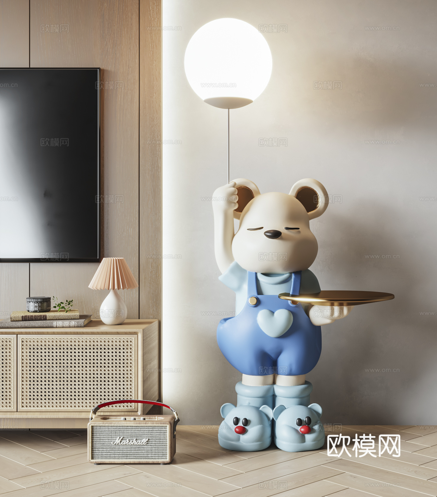 现代落地雕塑角几3d模型
