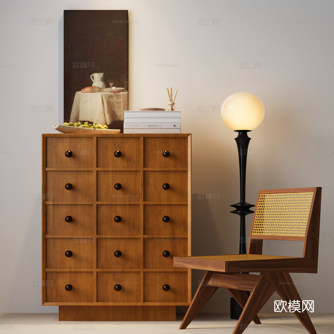 斗柜 五斗柜 中古装饰柜 中古边柜 现代中古斗柜 现代中古玄3d模型