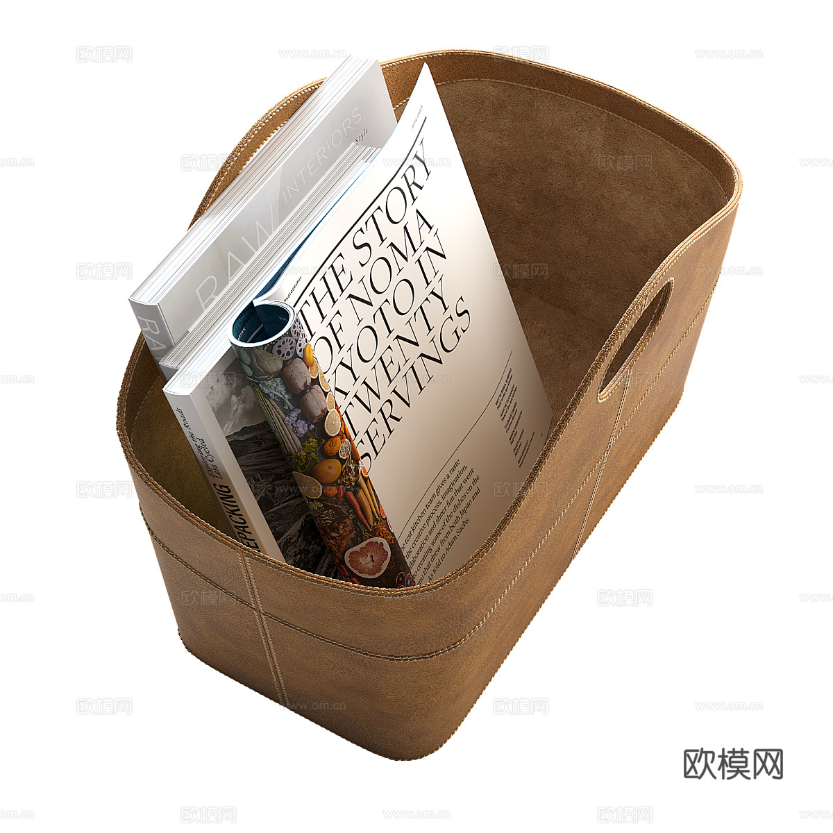 现代意式皮革储物篮3d模型