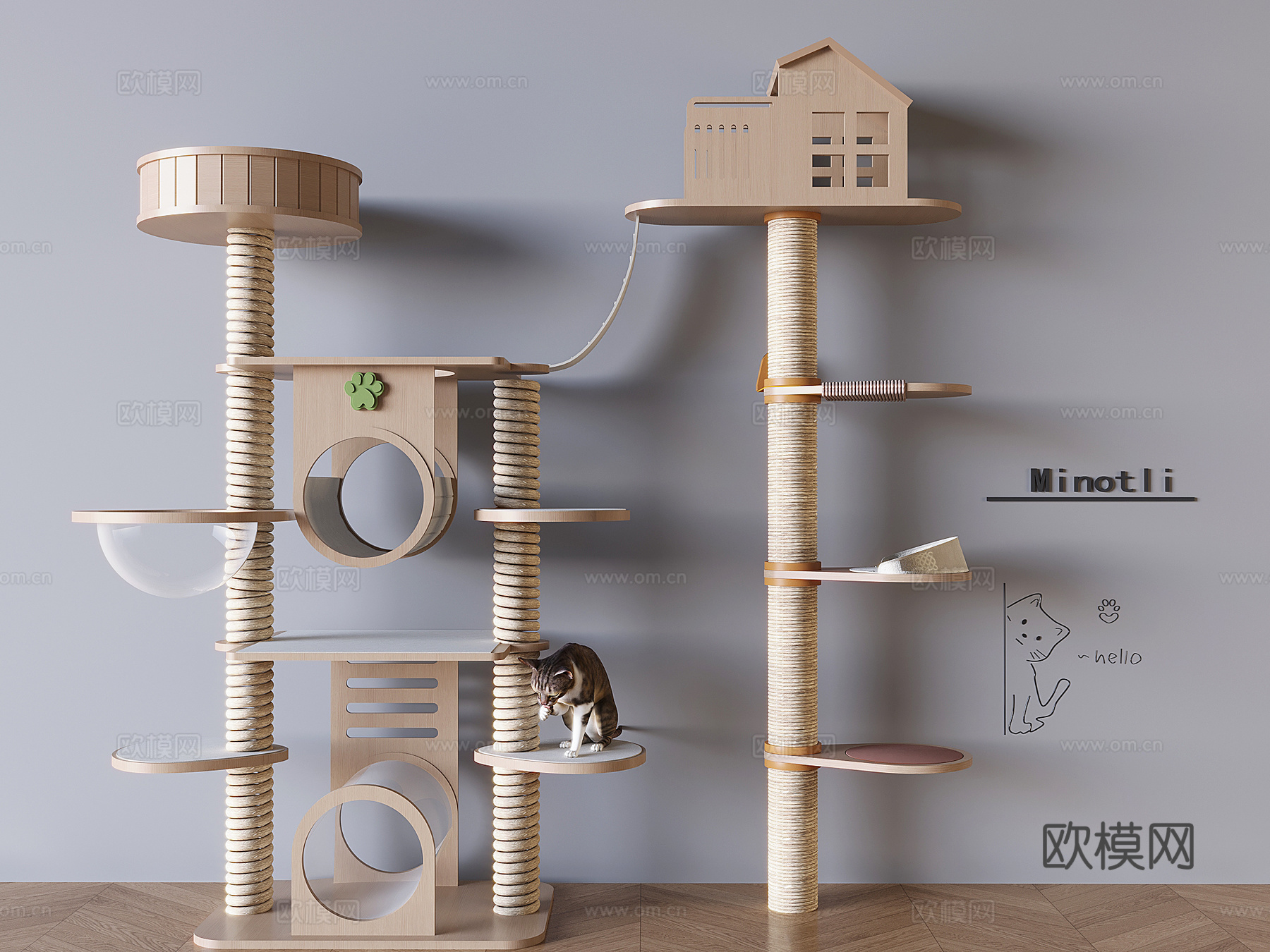猫爬架猫窝猫跳台  猫房宠物设备3d模型