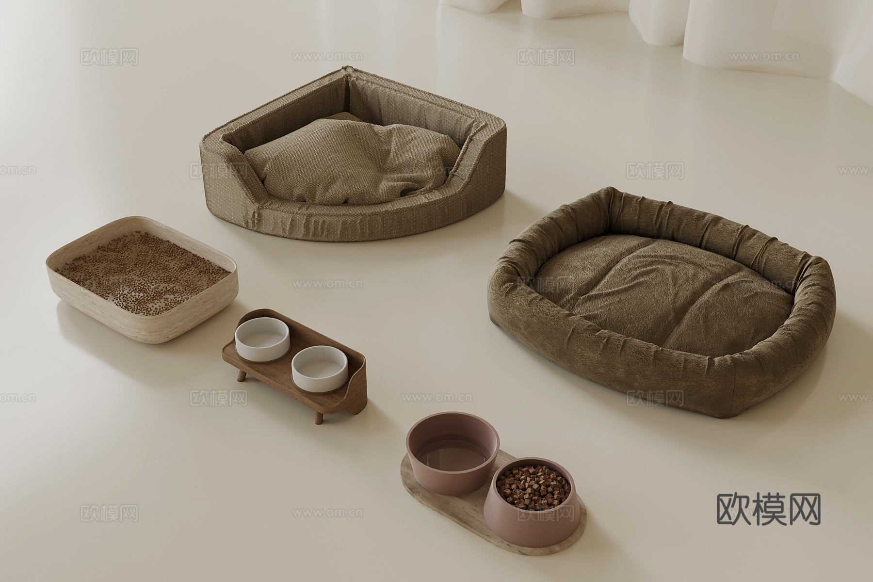 现代宠物用品 猫窝狗窝 猫粮狗粮3d模型