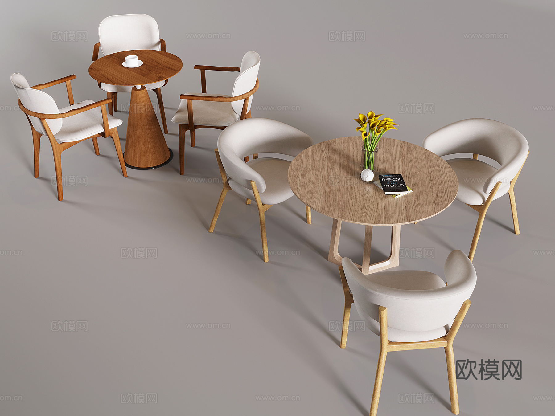 中古风餐桌椅组合 茶桌椅休闲桌椅3d模型