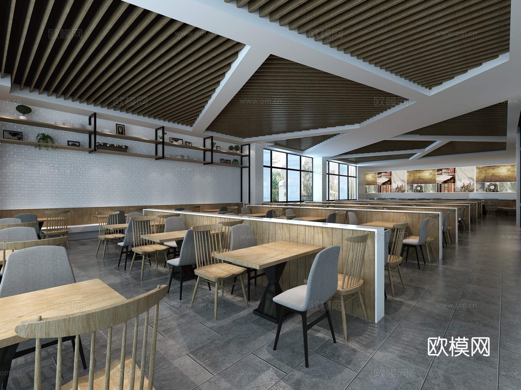 现代食堂快餐店 点菜区3d模型
