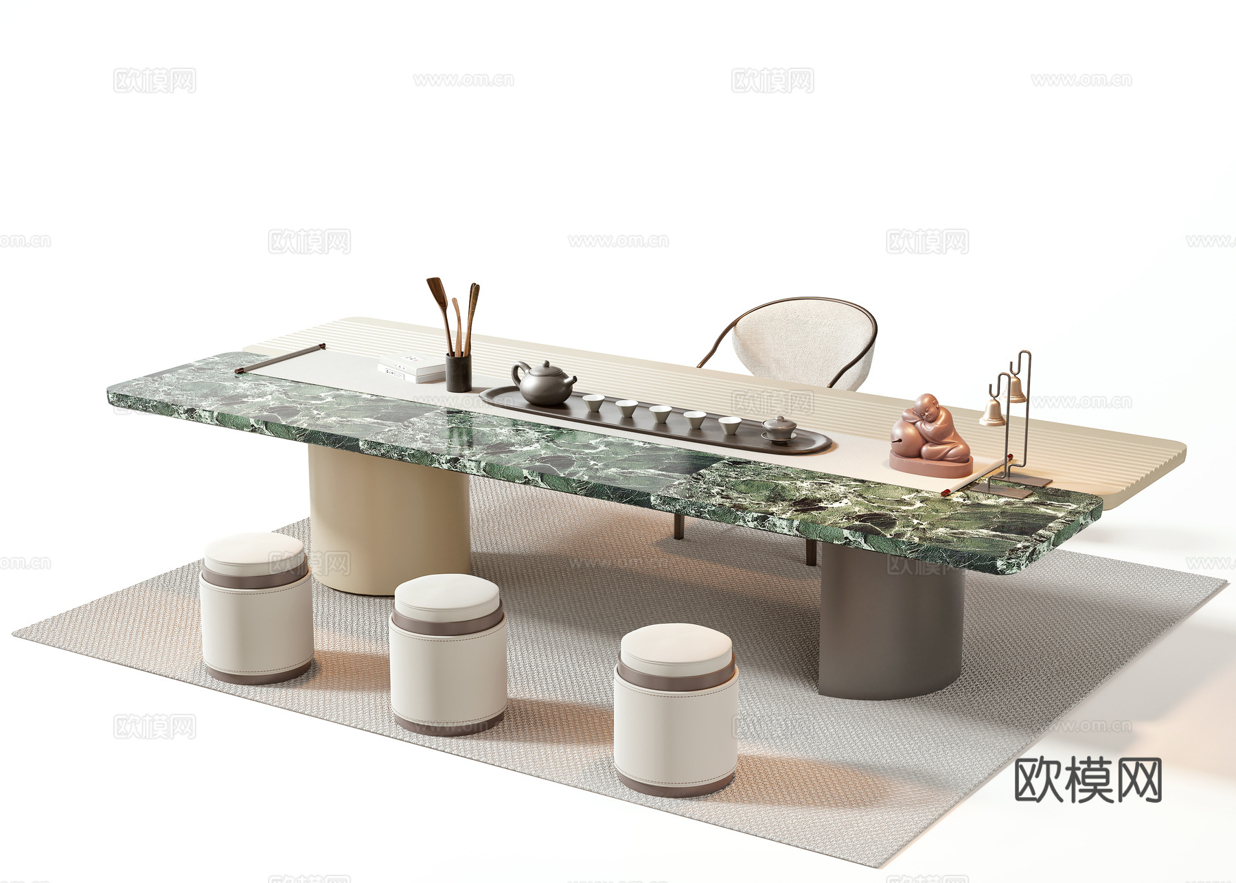 新中式茶桌椅3d模型
