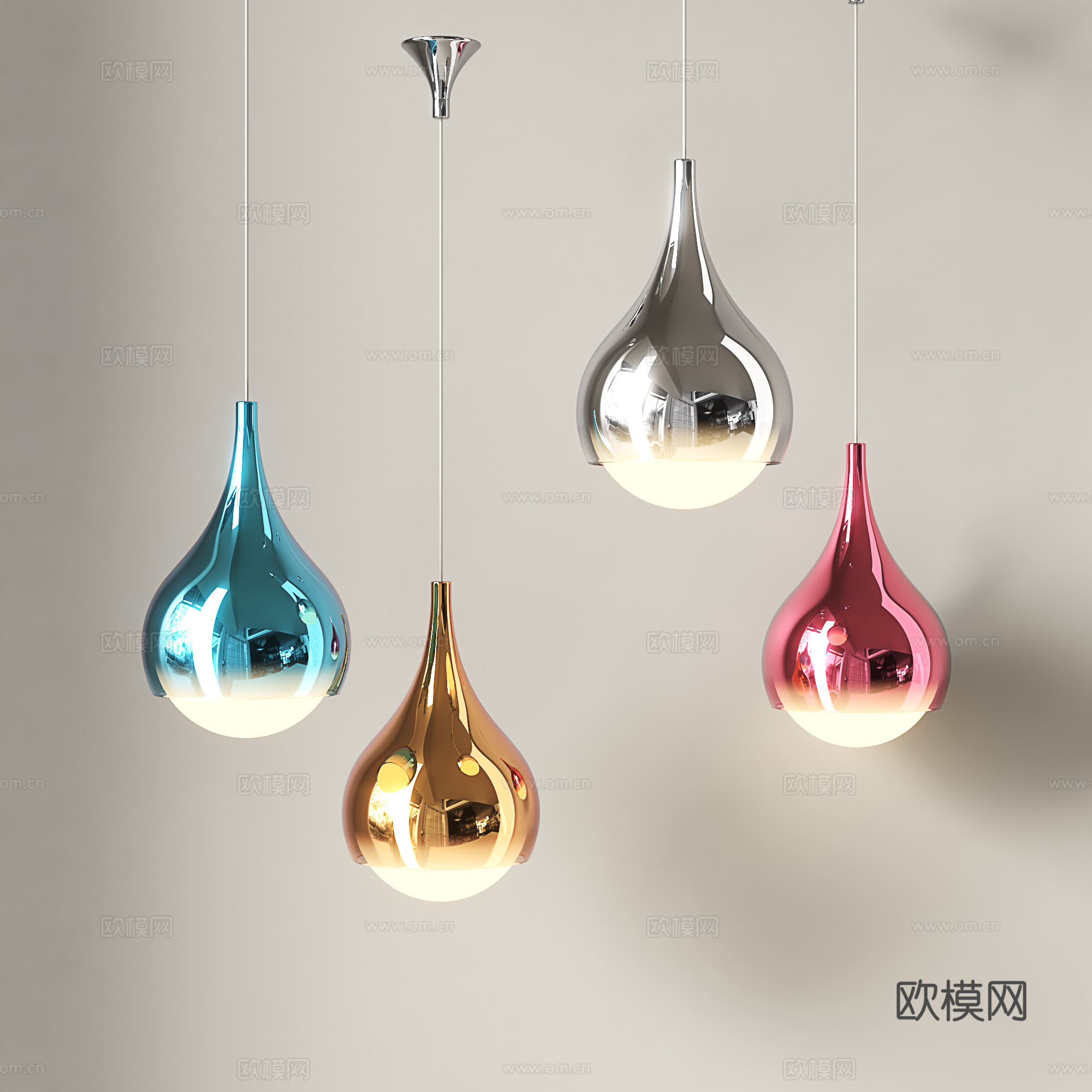 现代小吊灯 玻璃床头吊灯 极简小吊灯 轻奢餐厅吊灯 水滴吊灯su模型