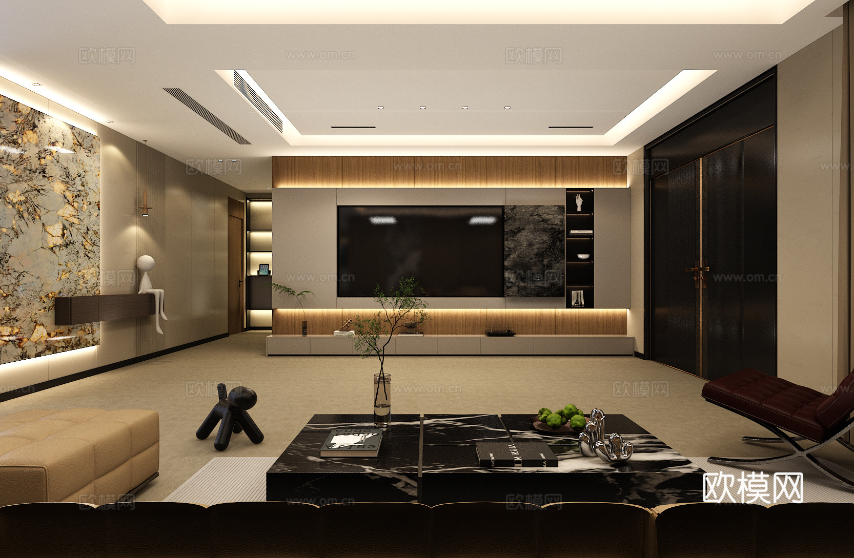 自建别墅客餐厅3d模型