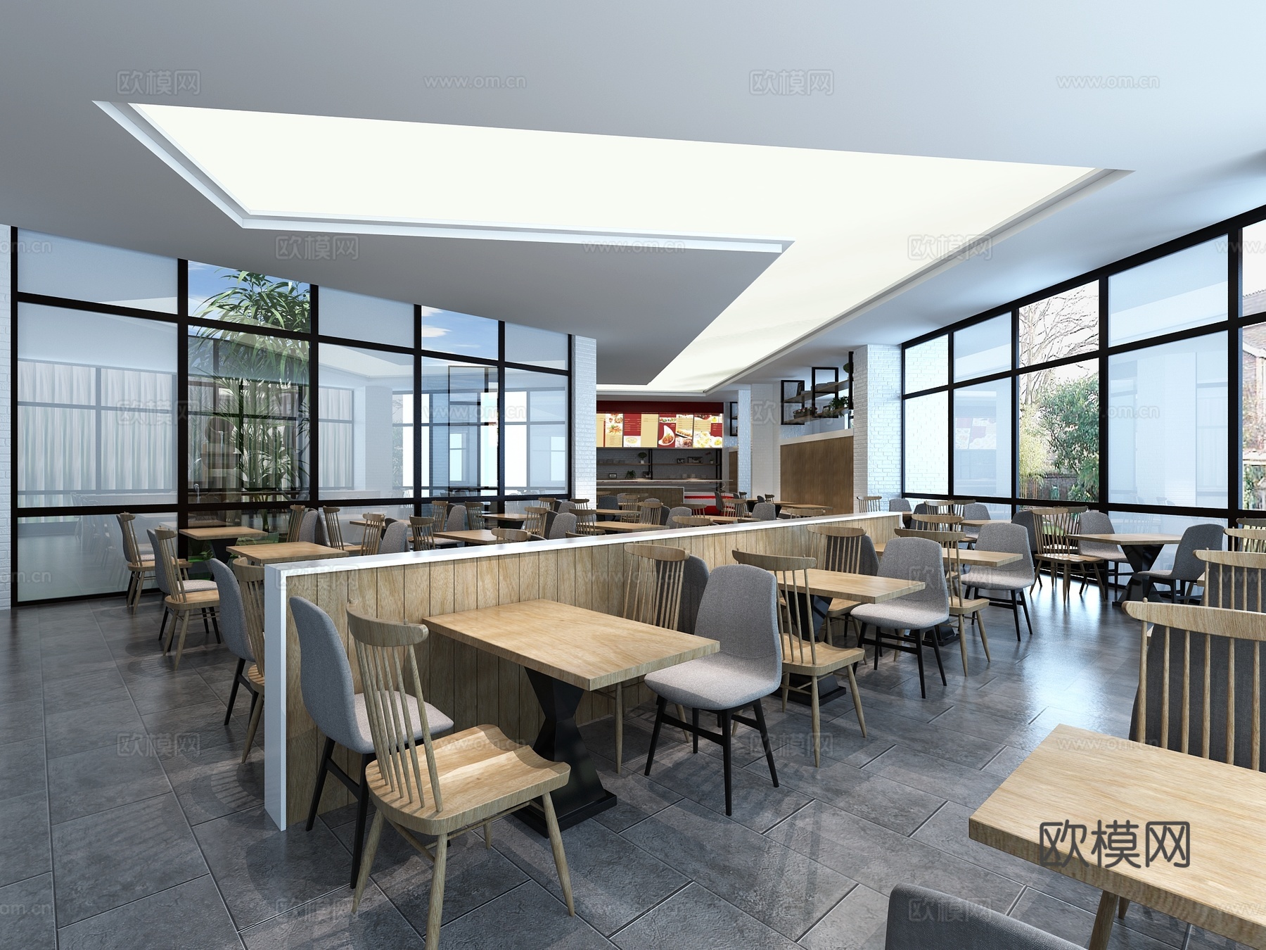 现代食堂快餐店 点菜区3d模型