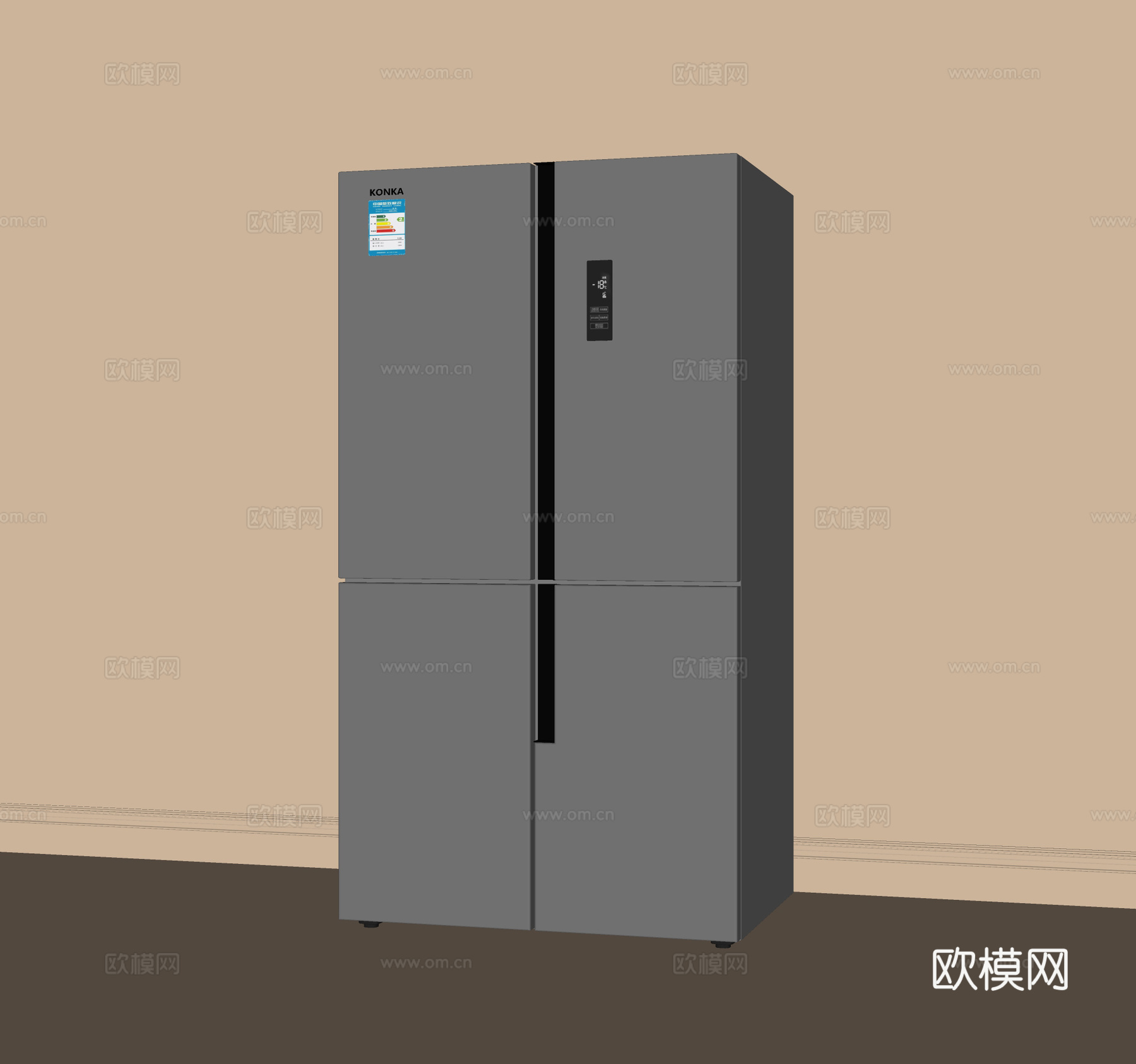 现代双开门冰箱su模型