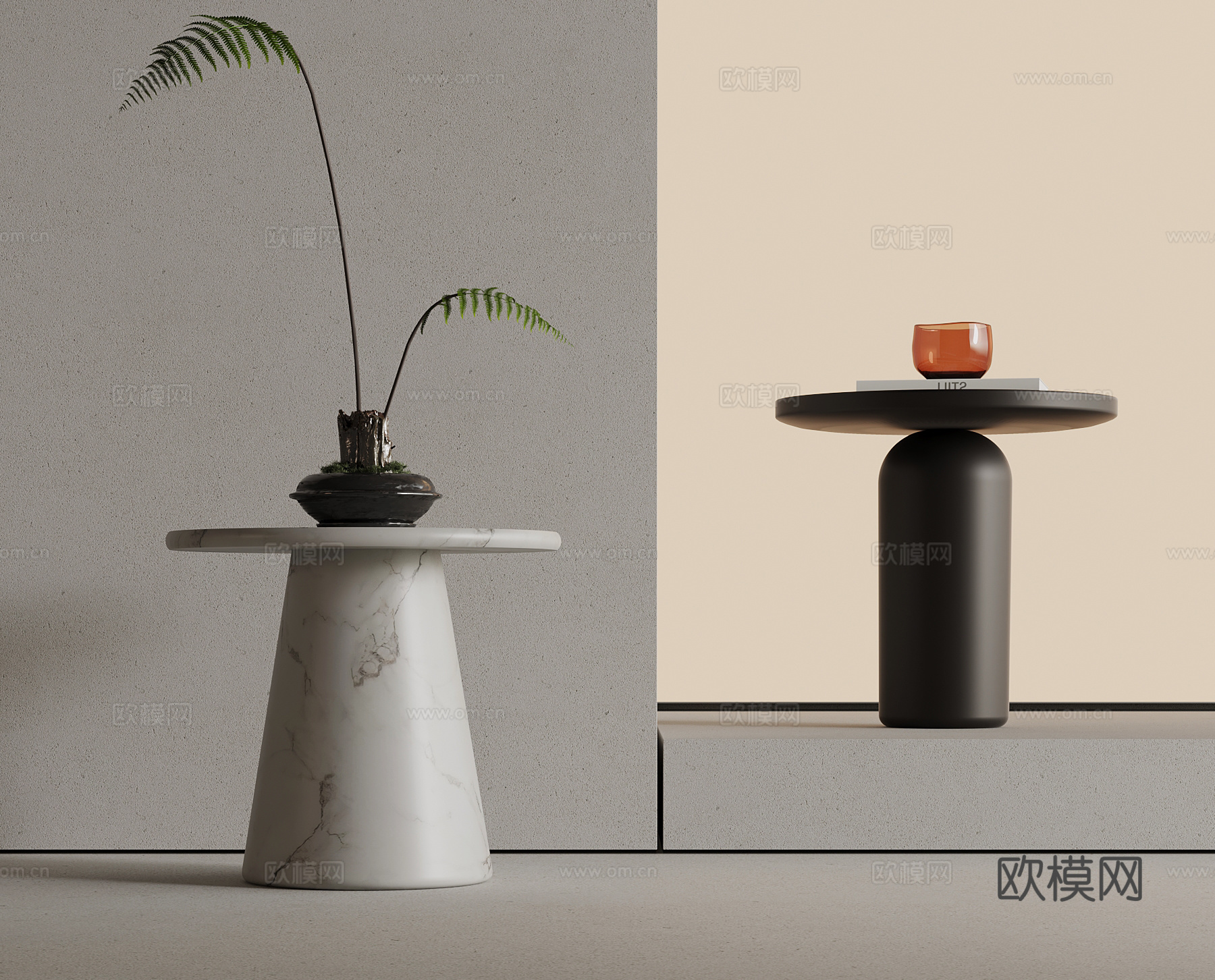 现代边几 角几 圆几3d模型