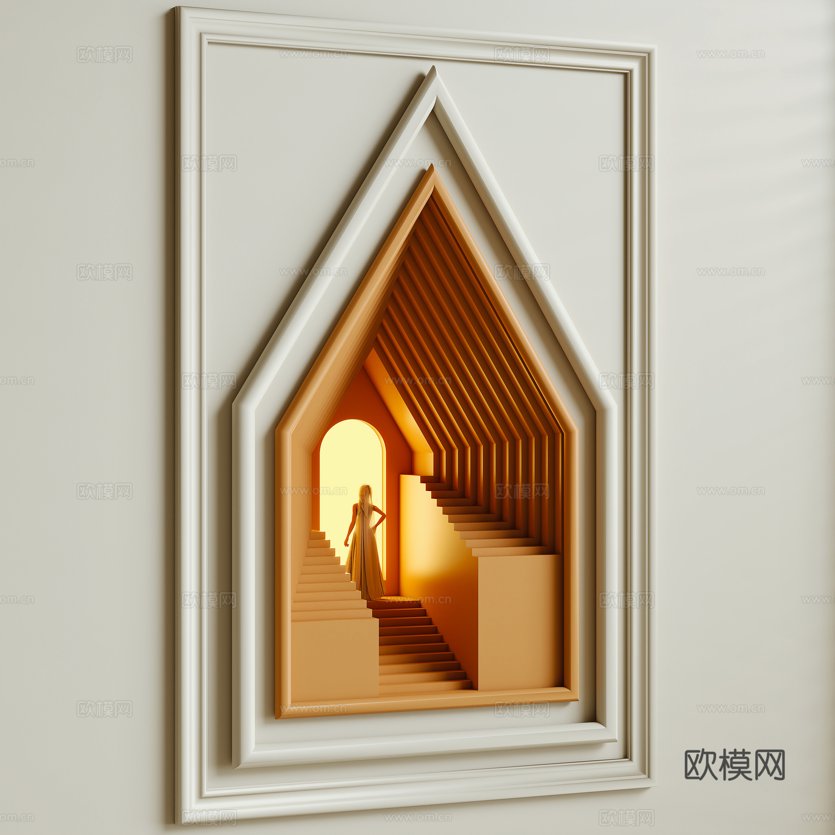 奶油风壁灯 壁龛 石膏灯3d模型