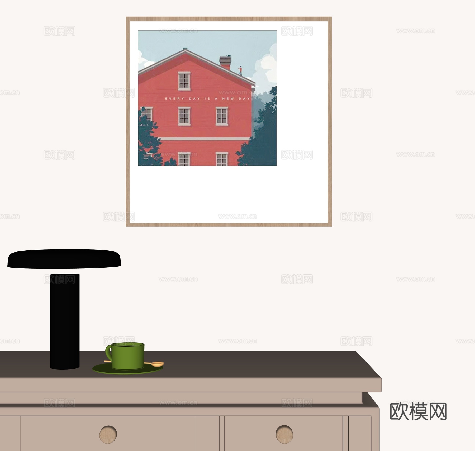 现代装饰挂画 台灯su模型