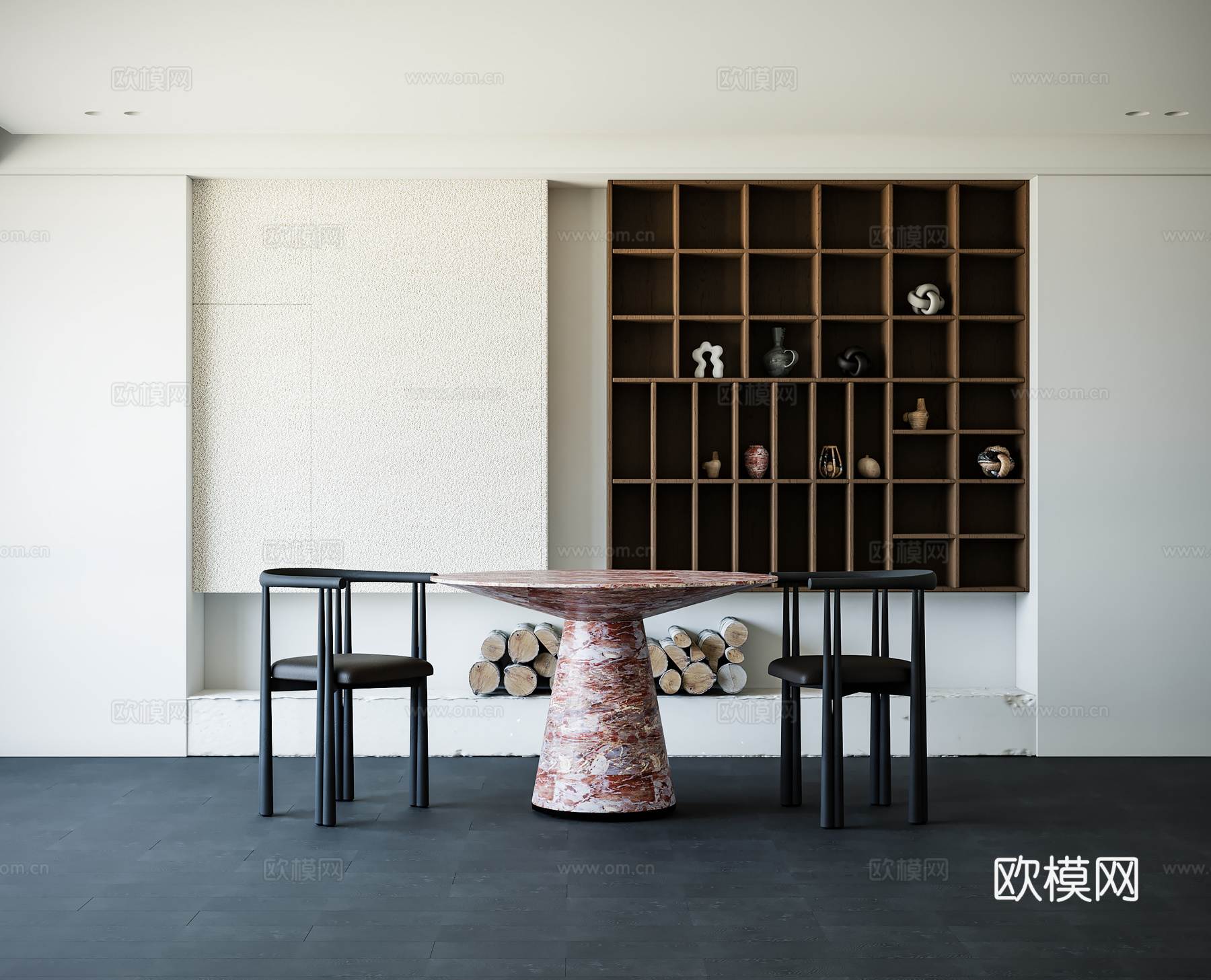 现代极简餐厅3d模型