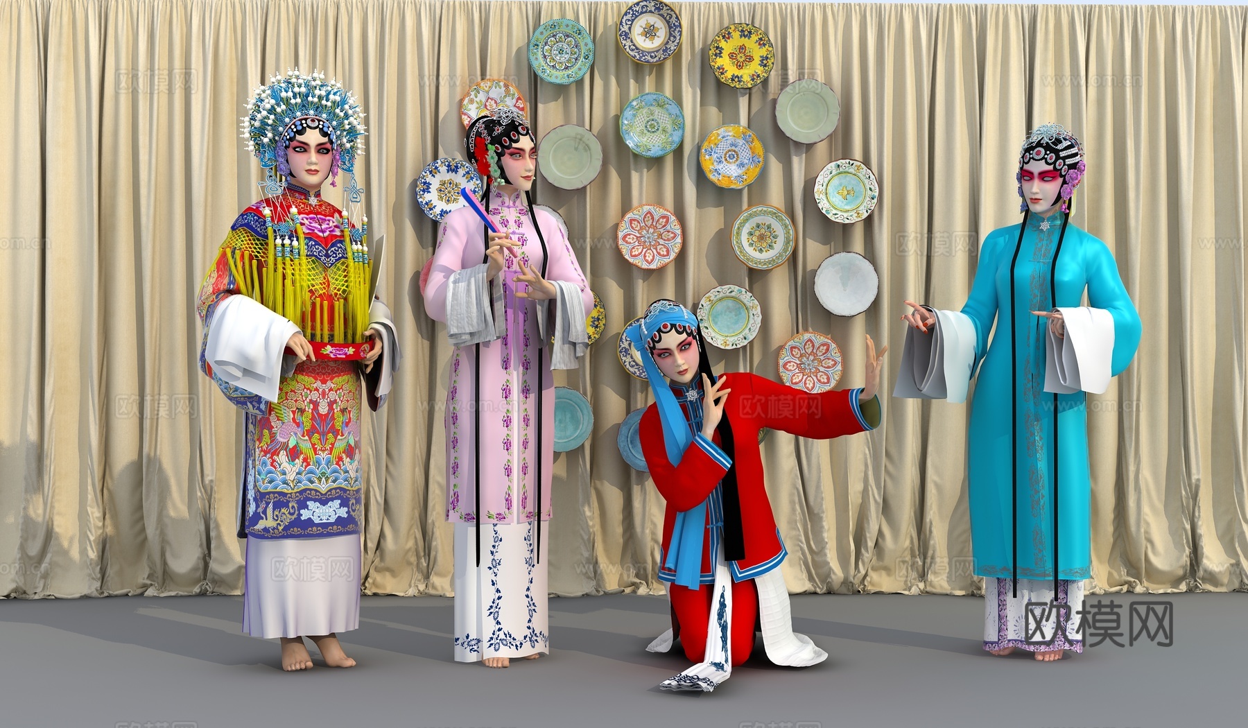新中式多人 戏曲人物 3d模型3d模型
