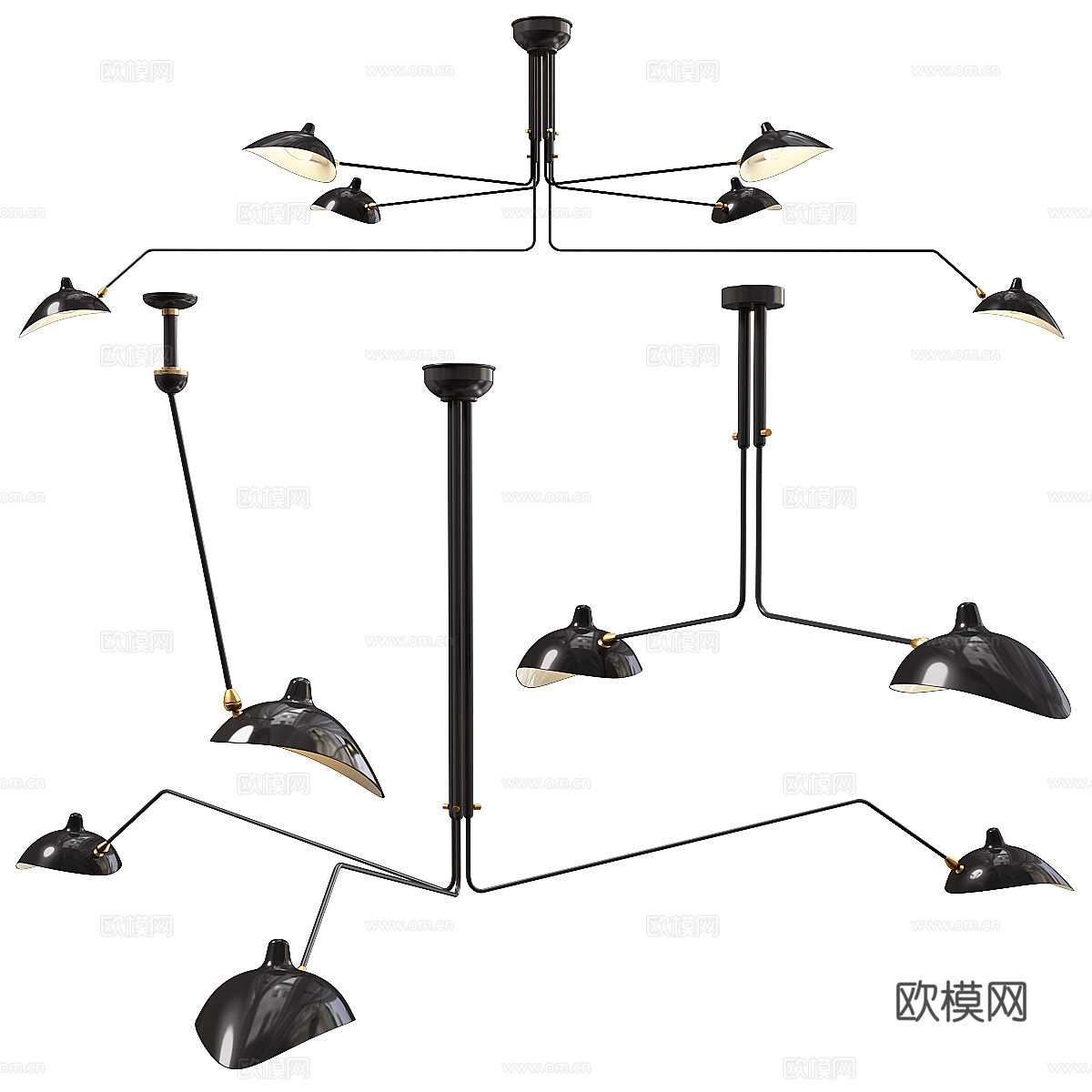现代意式金属装饰吊灯3d模型