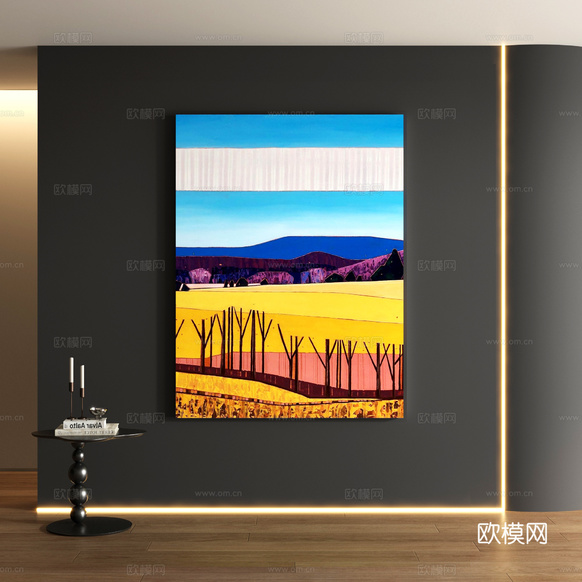 现代风景装饰画su模型下载(渲染图1)