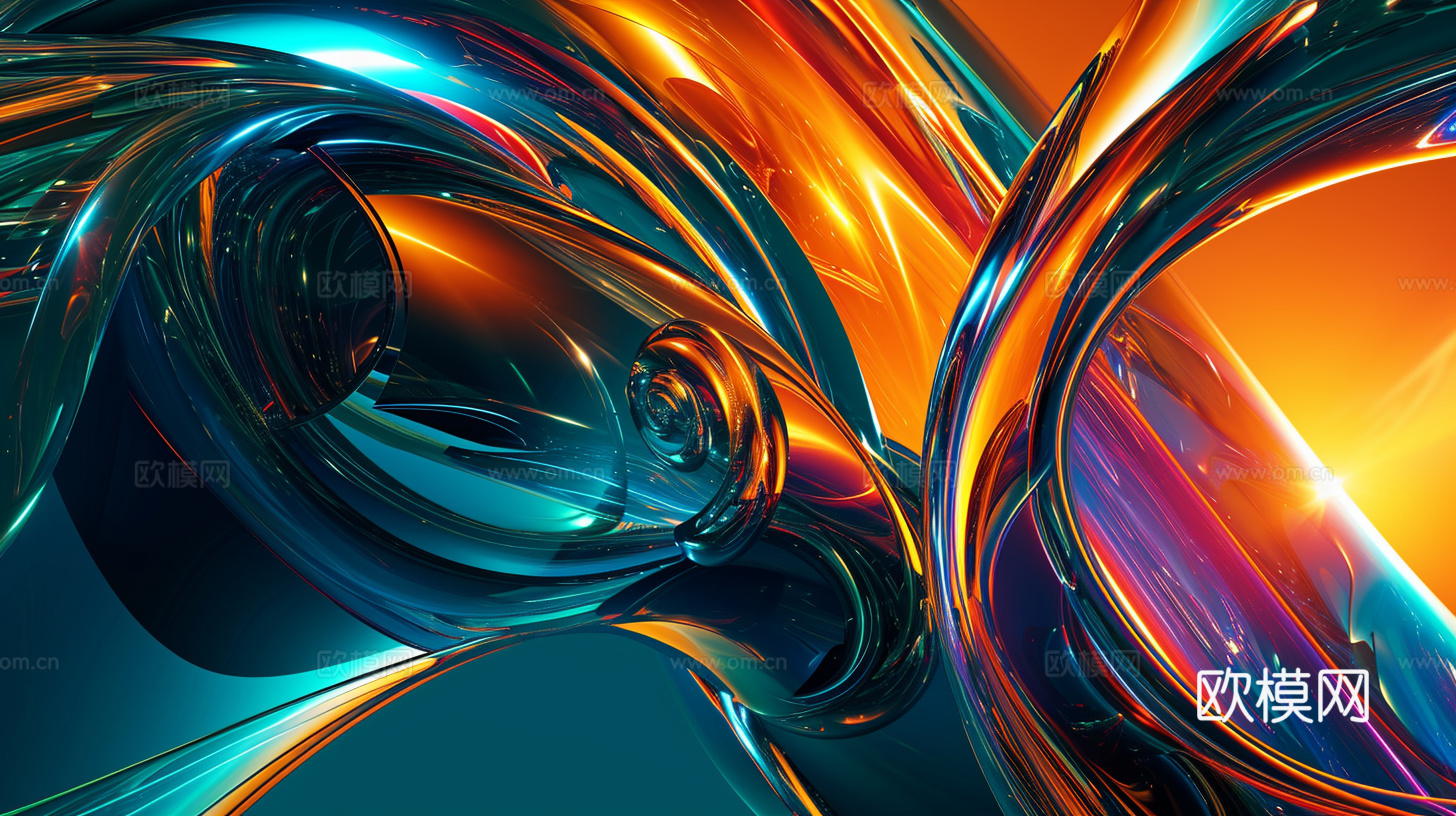 3D立体肌理油画涂抹背景壁纸下载（渲染图1）