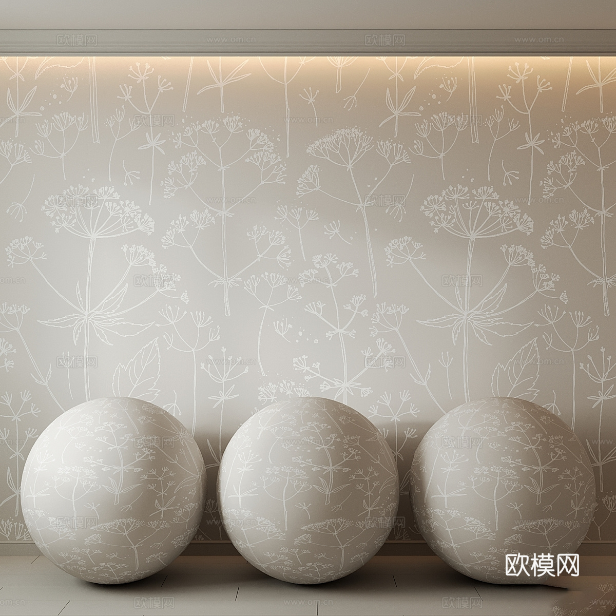 现代蒲公英墙布 墙纸 壁画3d模型