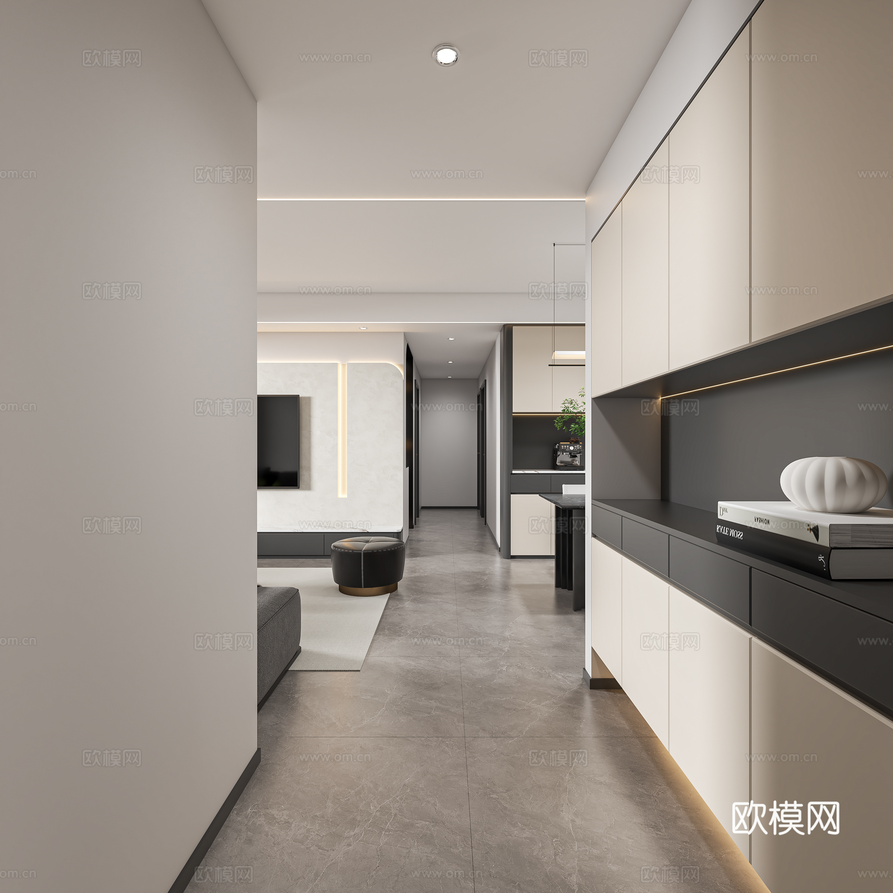 黑白灰客餐厅3d模型