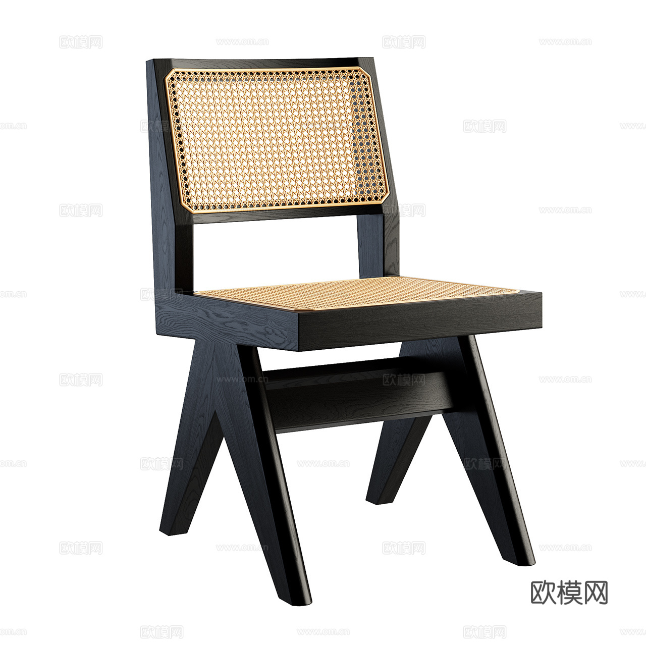 cassina 昌迪加尔椅 餐椅 扶手椅 藤编椅 单椅 木椅3d模型