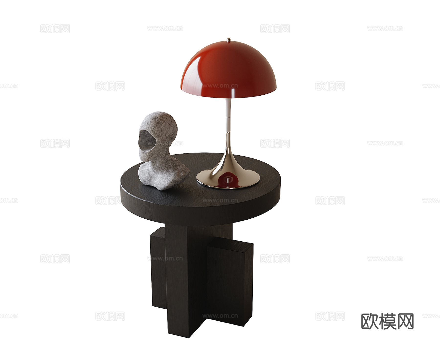 现代边几角几 台灯su模型