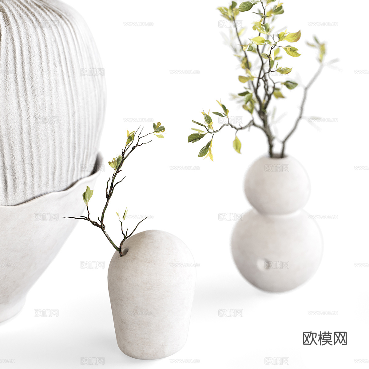 新中式花瓶花艺3d模型