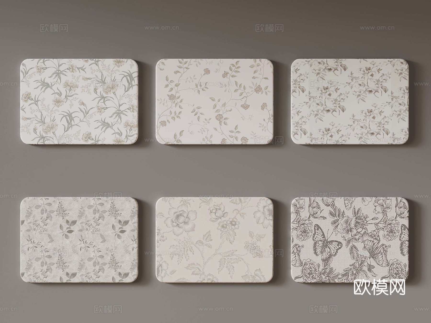 法式壁纸 法式赫本风 碎花壁布3d模型