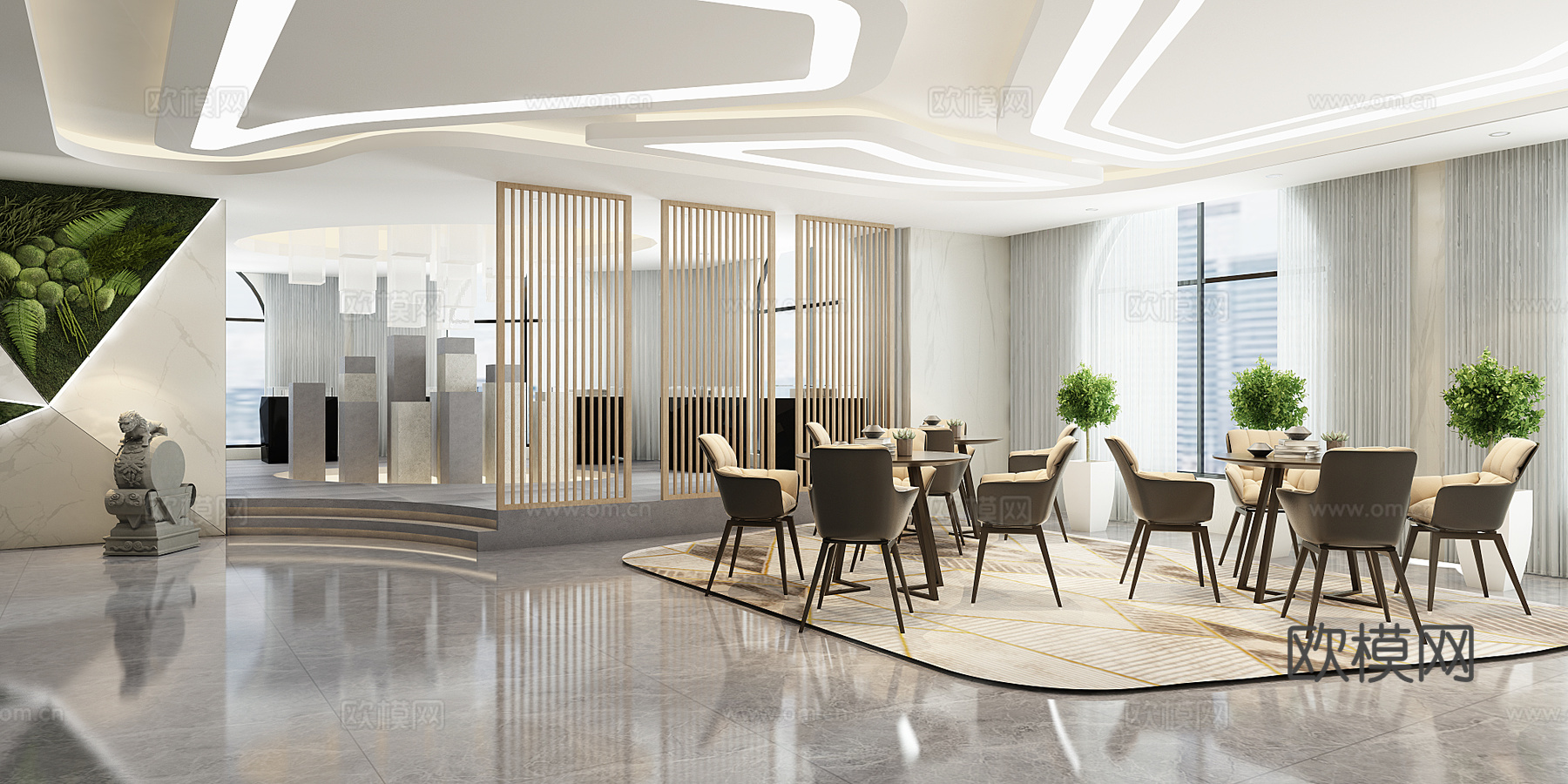 现代办公室前台洽谈区 接待区 展示区3d模型