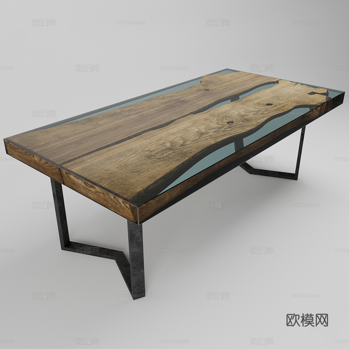 环氧树脂原木桌 旧木桌3d模型