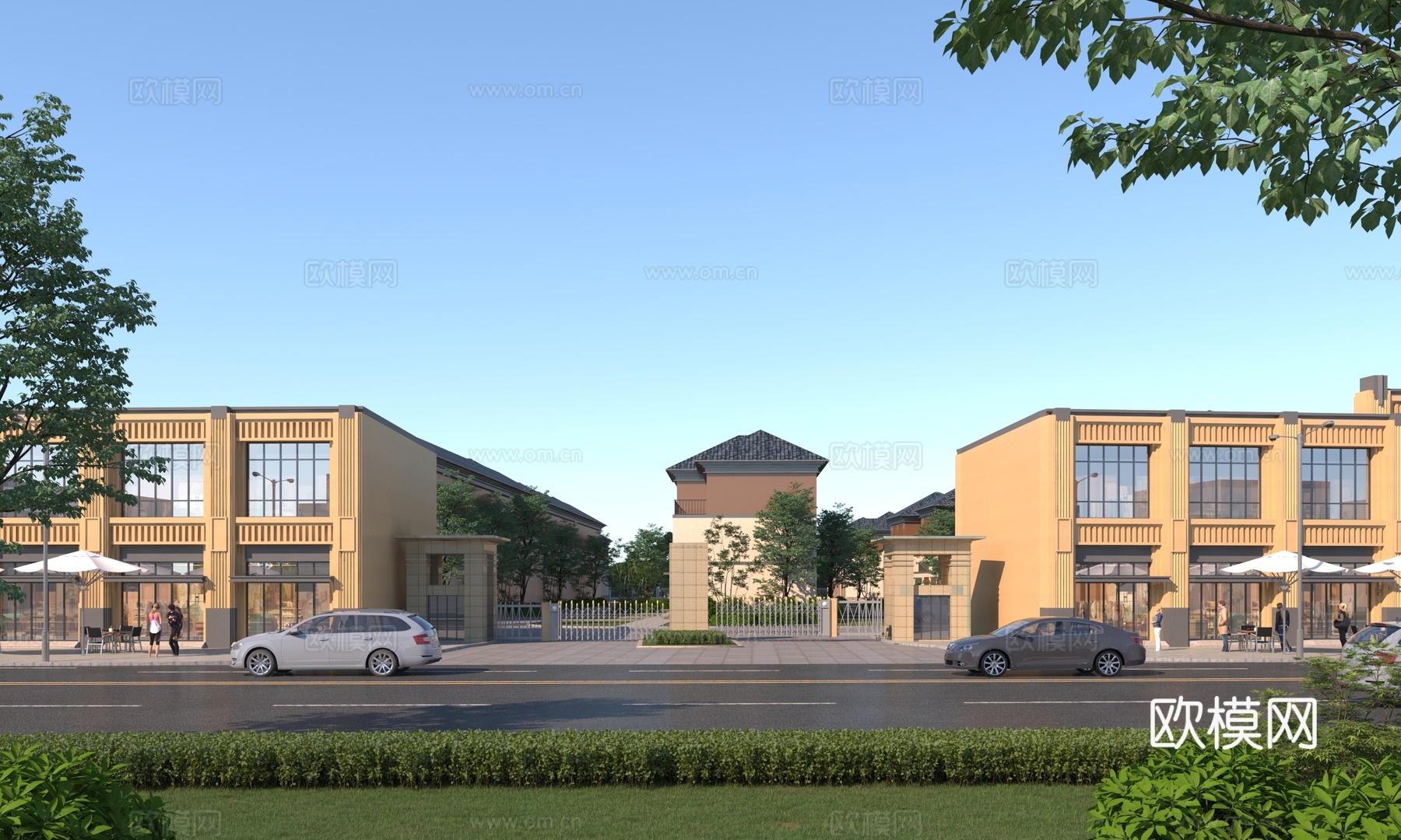 现代安置房 小区入口 沿街商铺 小区门卫3d模型