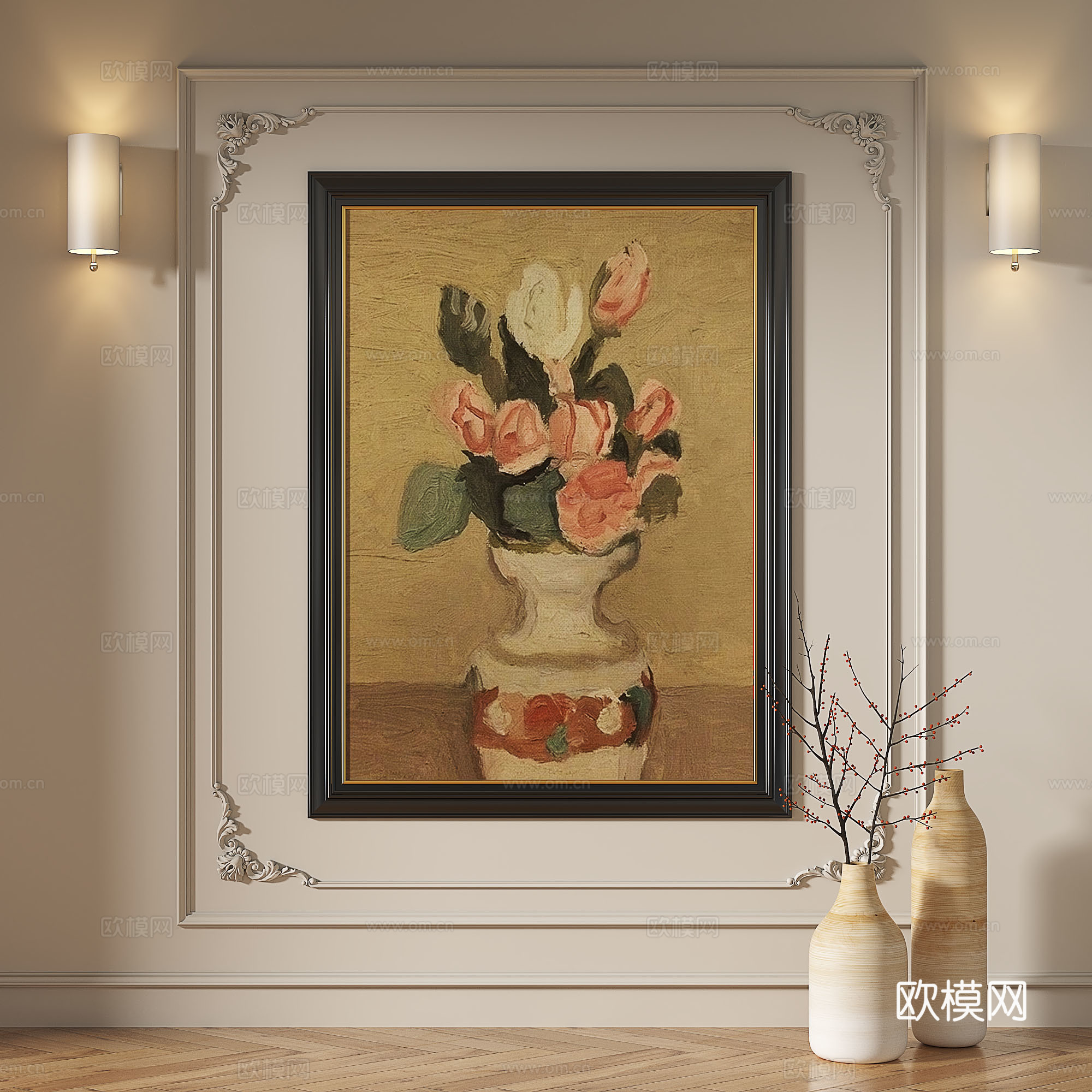 法式，现代，简约，抽象，复古，中古，轻奢，装饰画3d模型