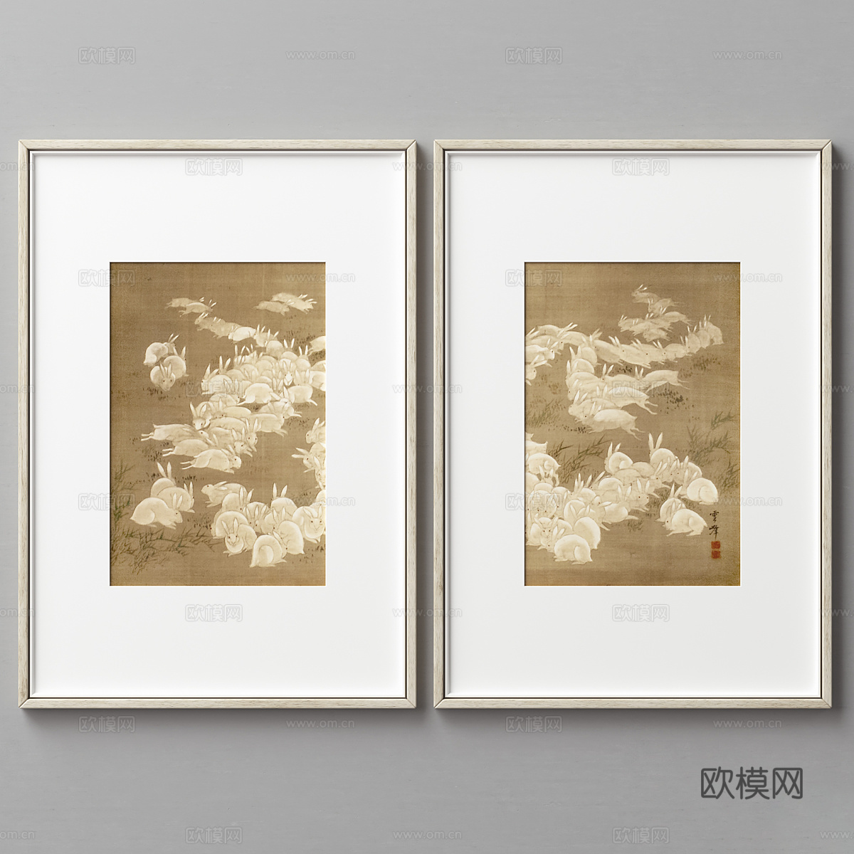 新中式装饰挂画3d模型