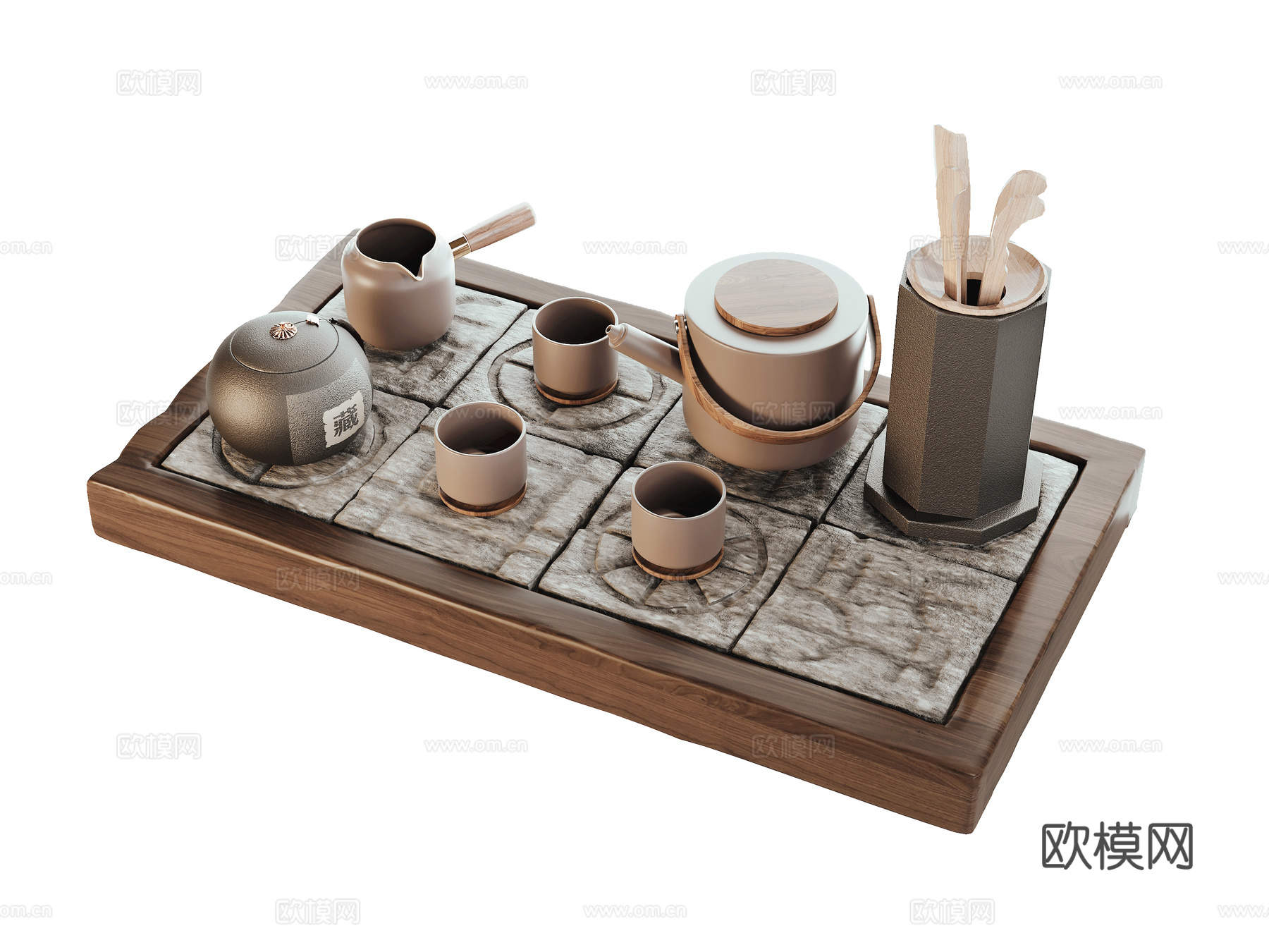 新中式茶具茶壶3d模型