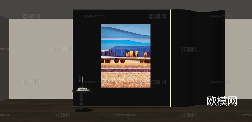 现代风景装饰画su模型下载(渲染图2)