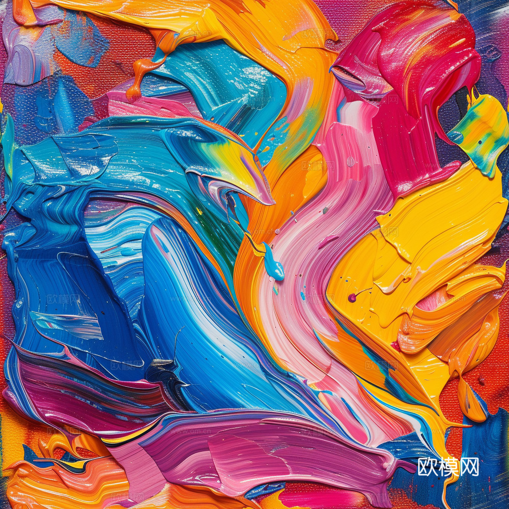 3D立体肌理油画涂抹背景壁纸下载（渲染图5）