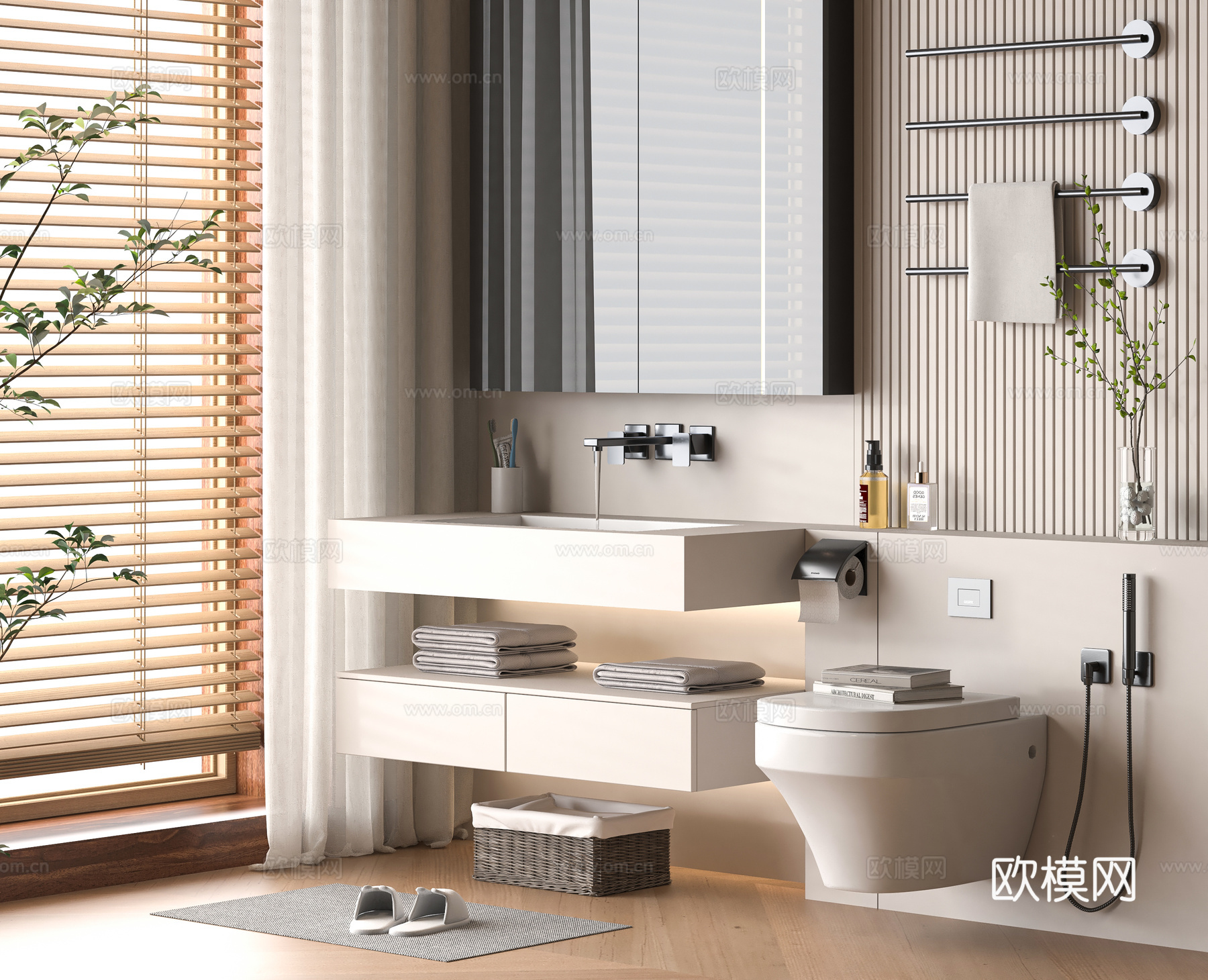 现代浴室柜 洗手台3d模型