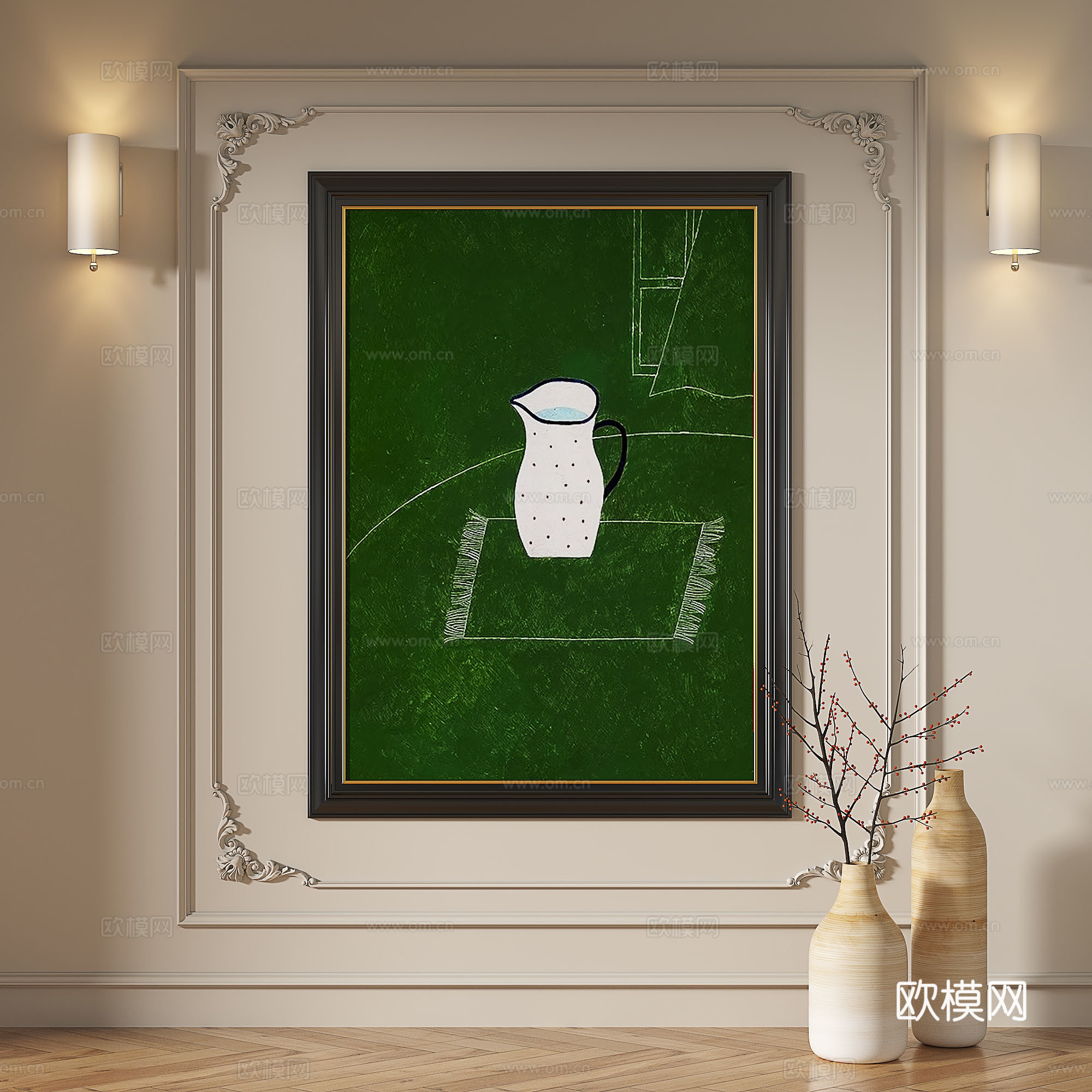 法式，现代，简约，抽象，复古，中古，轻奢，装饰画3d模型