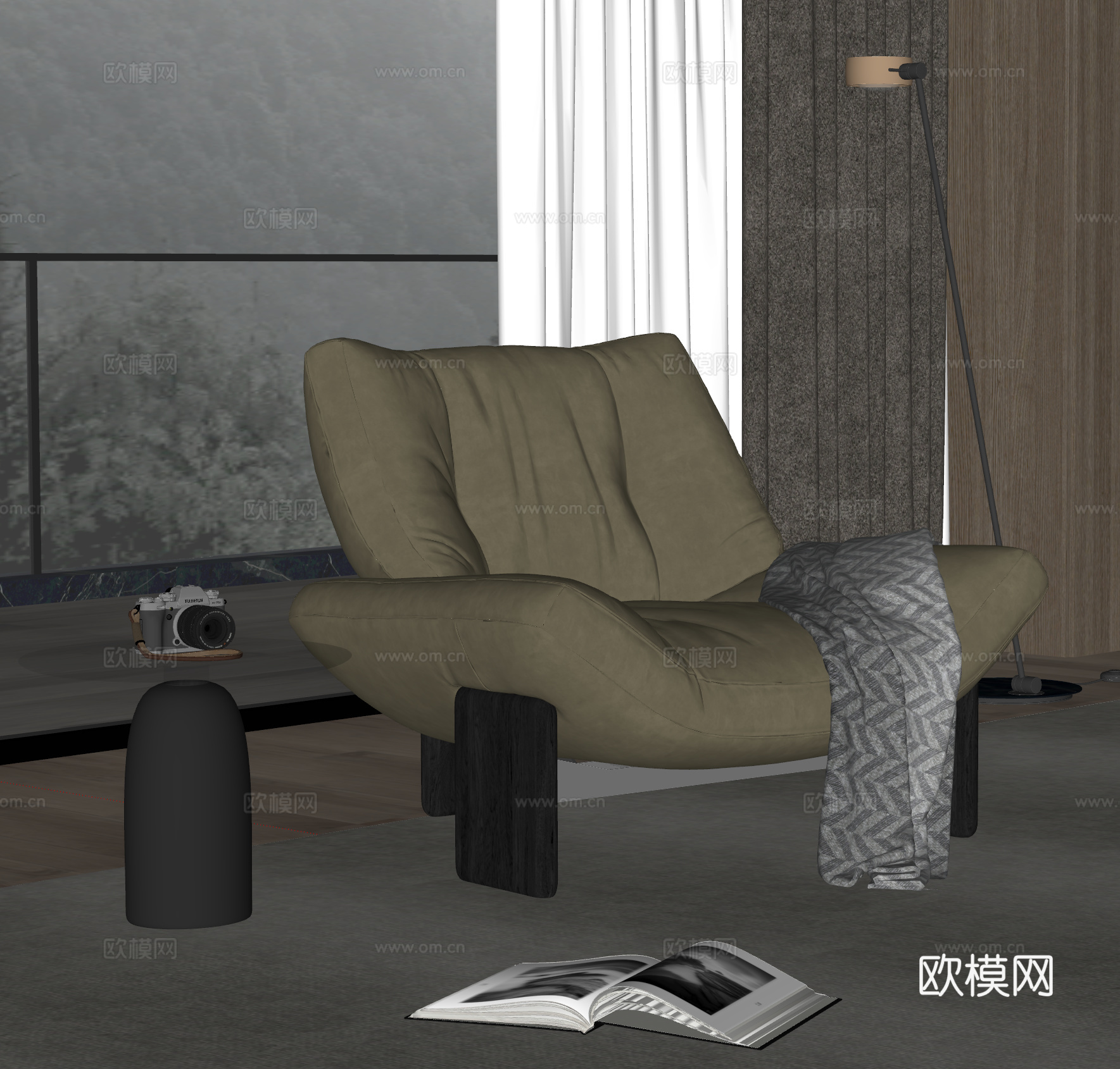 MINOTTI 现代休闲椅 沙发椅 单人沙发 EMMI休闲椅su模型