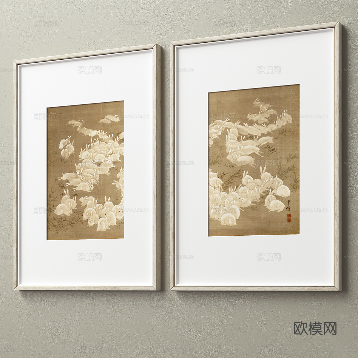 新中式装饰挂画3d模型