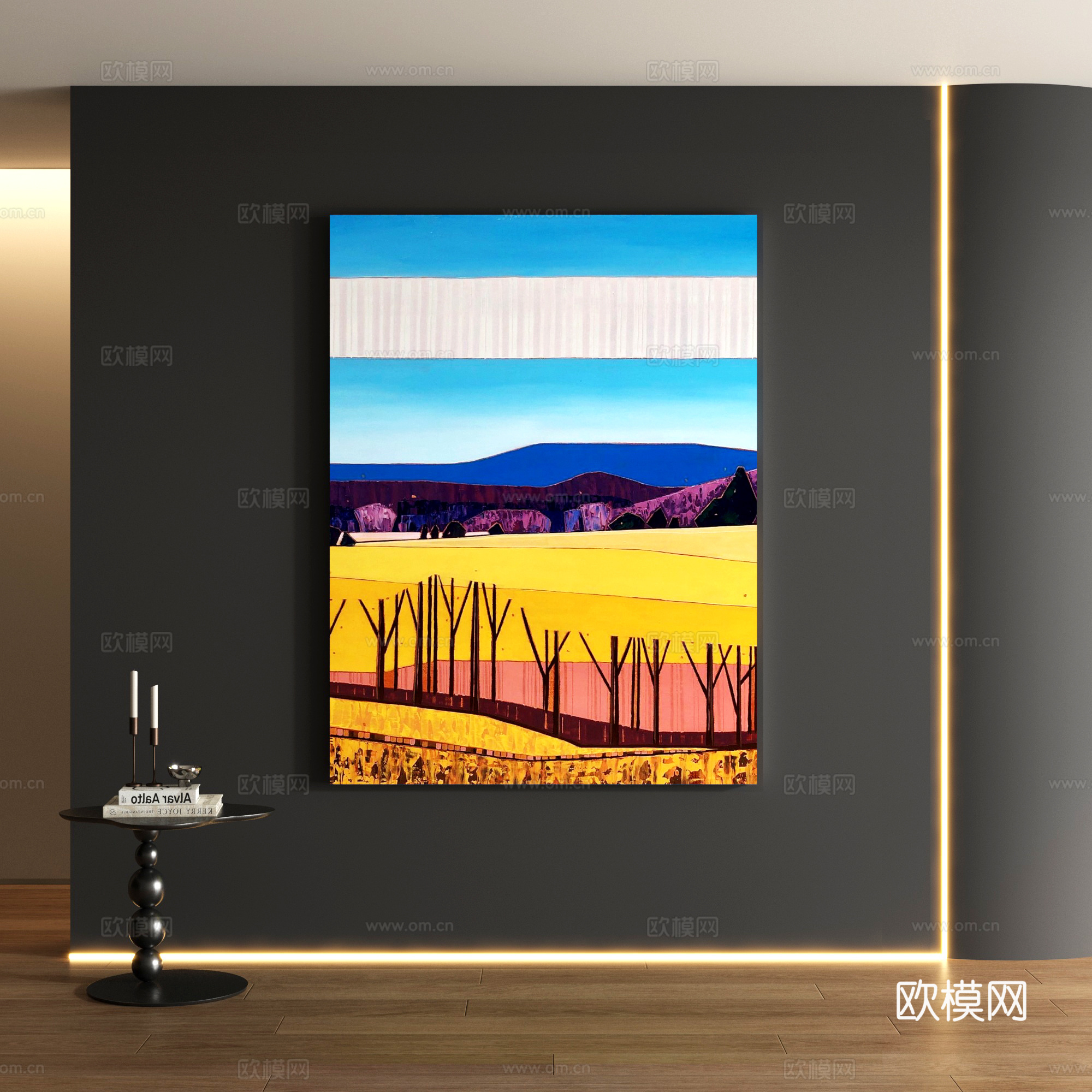 现代风景装饰画3d模型