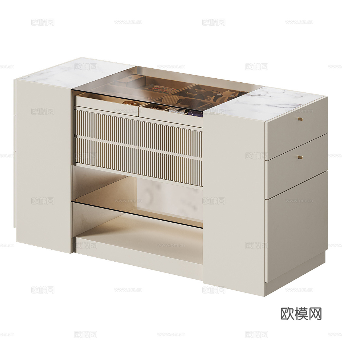 现代意式极简岛台首饰柜3d模型