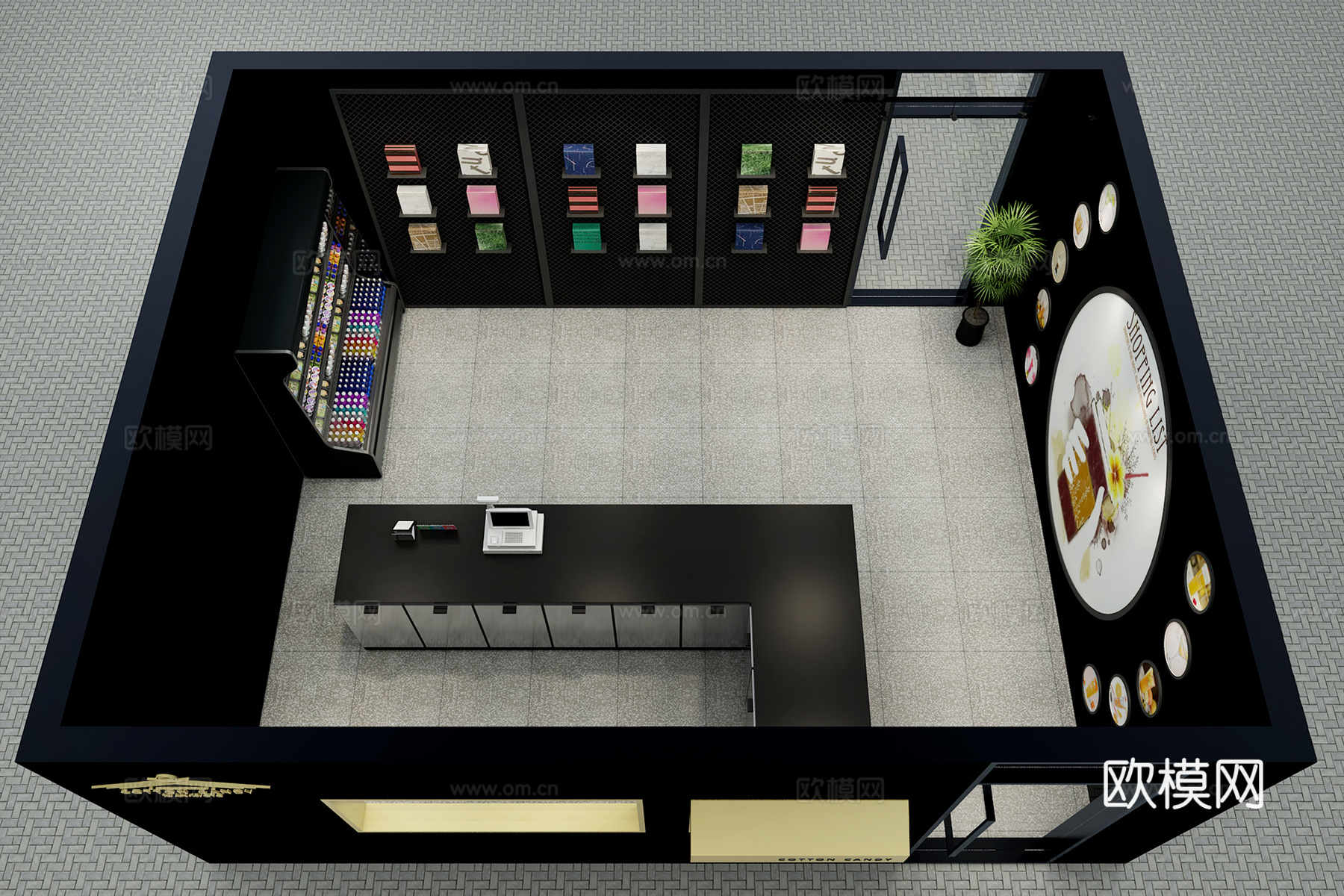工业风奶茶店 黑色门头3d模型