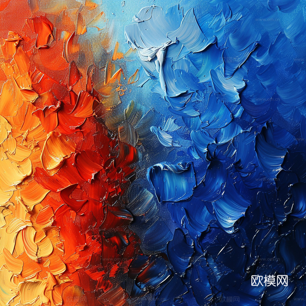 3D立体肌理油画涂抹背景壁纸下载（渲染图1）