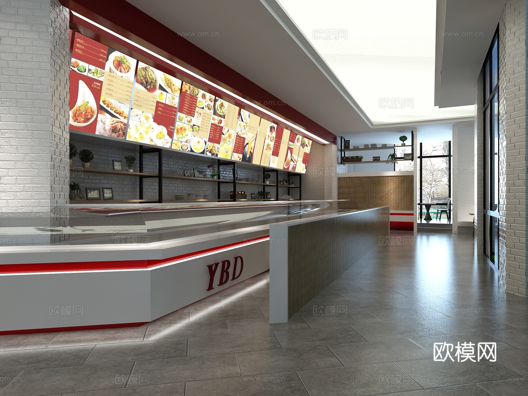 现代食堂快餐店 点菜区3d模型
