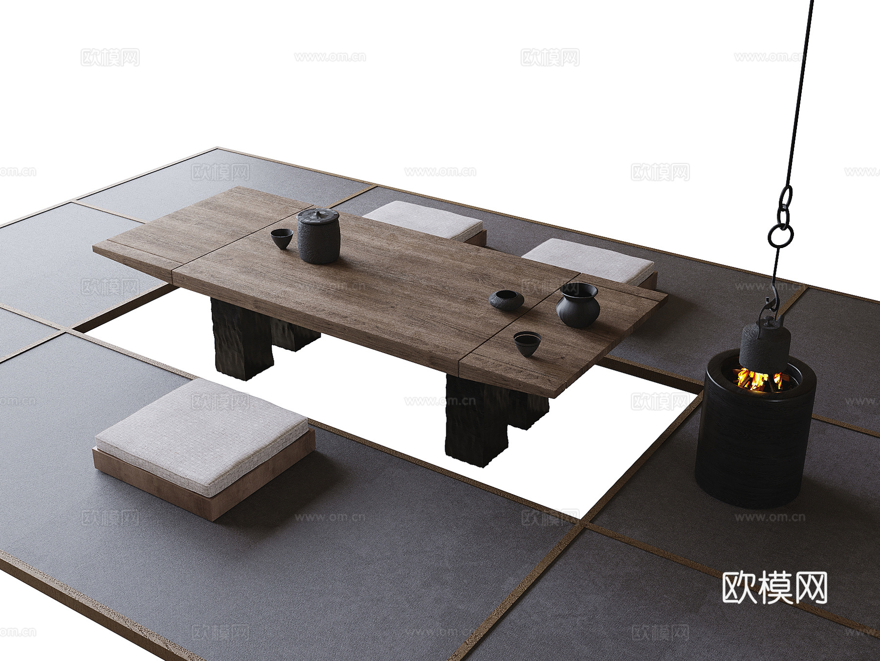 现代榻榻米茶桌椅3d模型