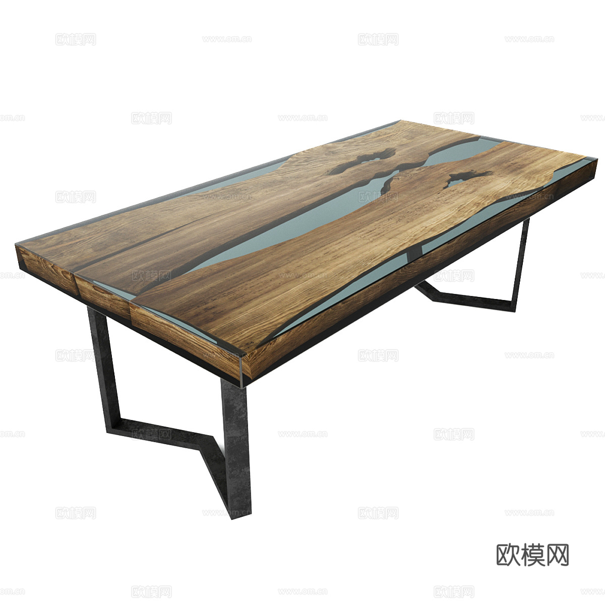 环氧树脂原木桌 旧木桌3d模型